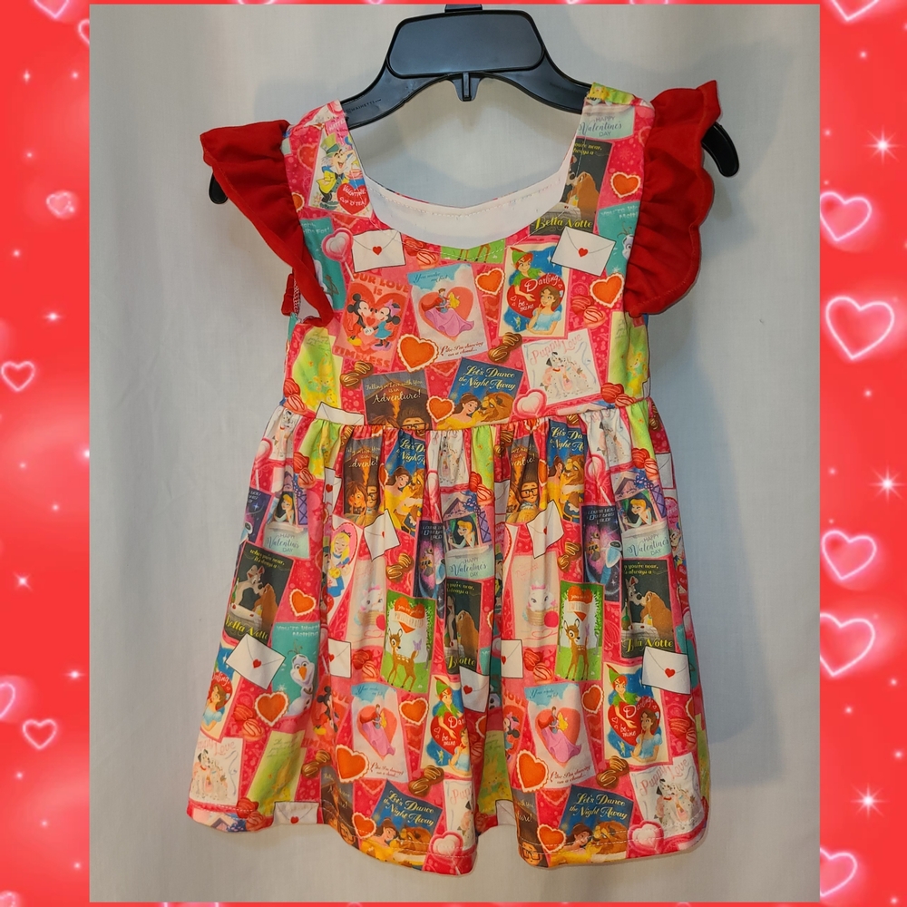 Disney Valentine Theme Tunic with Red Flutter Sleeves